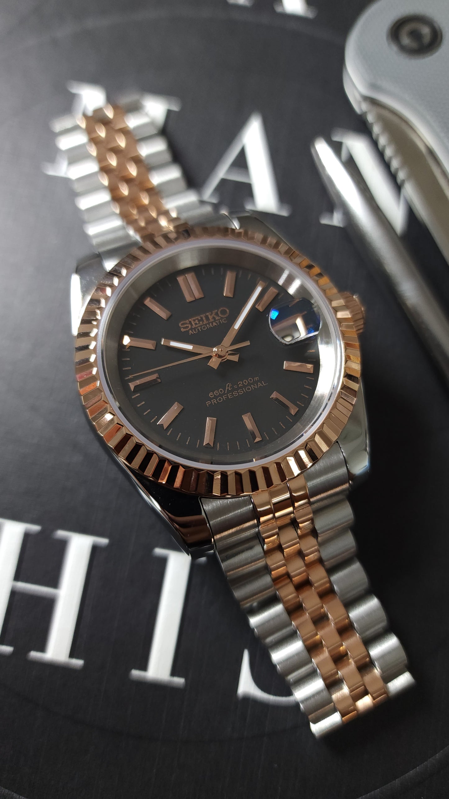 Two Tone Rose Gold Datejust - Seiko mod