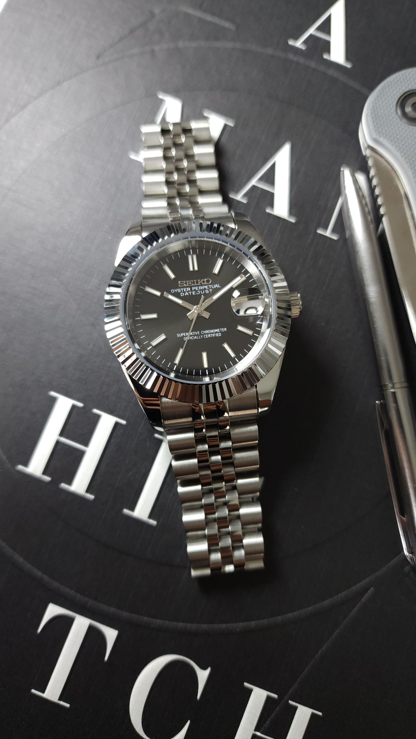 Black sunburst Datejust - Seiko Mod