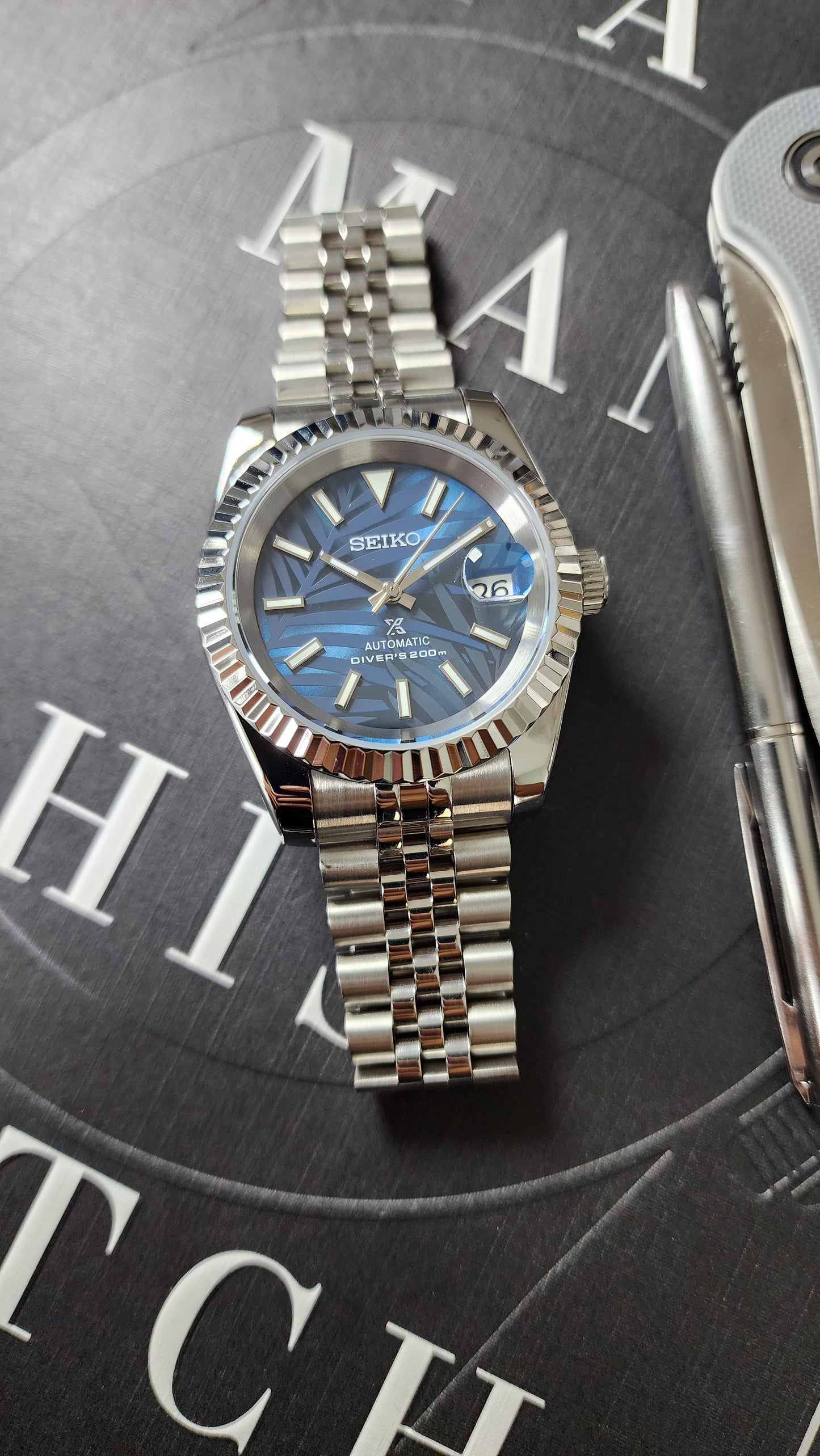 Blue Palm Dial Datejust 39 - Seiko Mod